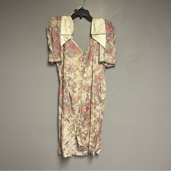 Midnight Glo vintage 80s dress size 12 Prom floral satin - Picture 4 of 4